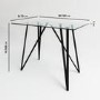 Small Glass Breakfast Bar Table with Black Metal Legs - Seats 4 - Dax