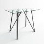 Small Glass Breakfast Bar Table with Black Metal Legs - Seats 4 - Dax