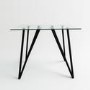 Small Glass Breakfast Bar Table with Black Metal Legs - Seats 4 - Dax