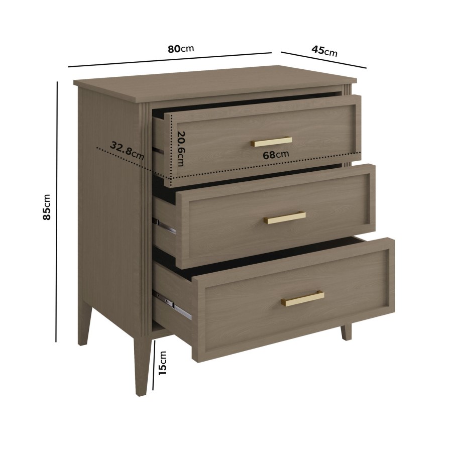 ONLY OPENED - Dark Wood Chest of 3 Drawers - Delilah