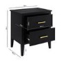 Black 2 Drawer Bedside Table - Delilah