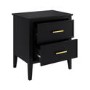 Black 2 Drawer Bedside Table - Delilah