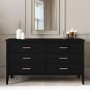Wide Black 6 Drawer Chest of Drawers - Delilah