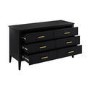 Wide Black 6 Drawer Chest of Drawers - Delilah