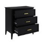 Black 3 Drawer Chest of Drawers - Delilah