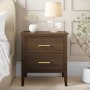 Walnut 2 Drawer Bedside Table - Delilah