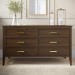 Wide Walnut 6 Drawer Chest of Drawers - Delilah