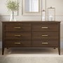 Wide Walnut 6 Drawer Chest of Drawers - Delilah