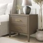 Wide Dark Wood 2 Drawer Bedside Table - Delilah