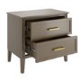 Wide Dark Wood 2 Drawer Bedside Table - Delilah