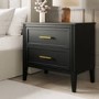 Wide Black 2 Drawer Bedside Table - Delilah