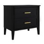Wide Black 2 Drawer Bedside Table - Delilah