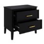 Wide Black 2 Drawer Bedside Table - Delilah