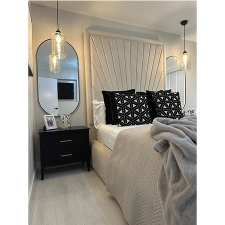 Wide Black 2 Drawer Bedside Table - Delilah