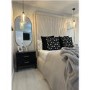 Wide Black 2 Drawer Bedside Table - Delilah
