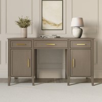 GRADE A1 - Dark Wood Office Desk with Drawers - Delilah