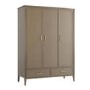 Large Dark Wood 3 Door Triple Wardrobe with Drawers - Delilah