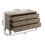 Wide Dark Wood 6 Drawer Chest of Drawers - Delilah