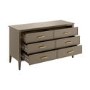Wide Dark Wood 6 Drawer Chest of Drawers - Delilah