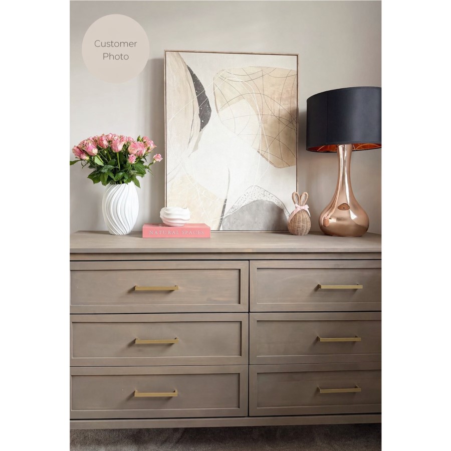Wide Dark Wood 6 Drawer Chest of Drawers - Delilah