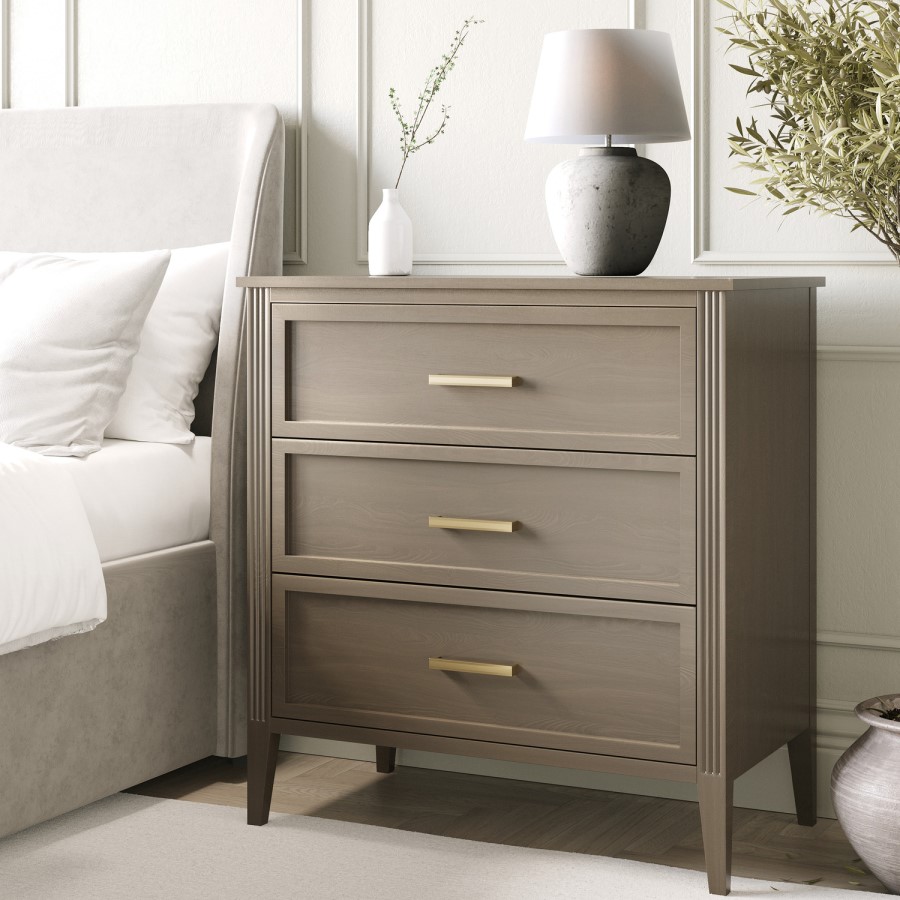 ONLY OPENED - Dark Wood Chest of 3 Drawers - Delilah