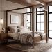 Double Four Poster Bed Frame in Walnut - Delilah
