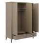 Large Dark Wood 3 Door Mirrored Triple Wardrobe with Drawers - Delilah