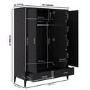 Large Black 3 Door Triple Wardrobe with Drawers - Delilah