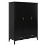 Large Black 3 Door Triple Wardrobe with Drawers - Delilah