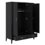 Large Black 3 Door Triple Wardrobe with Drawers - Delilah