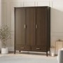 Large Walnut 3 Door Triple Wardrobe with Drawers - Delilah