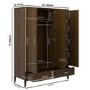 Large Walnut 3 Door Triple Wardrobe with Drawers - Delilah