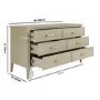 Wide Light Wood 6 Drawer Chest of Drawers - Delilah 