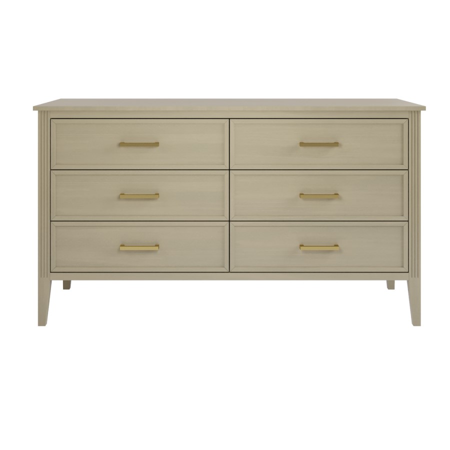 Wide Light Wood 6 Drawer Chest of Drawers - Delilah 