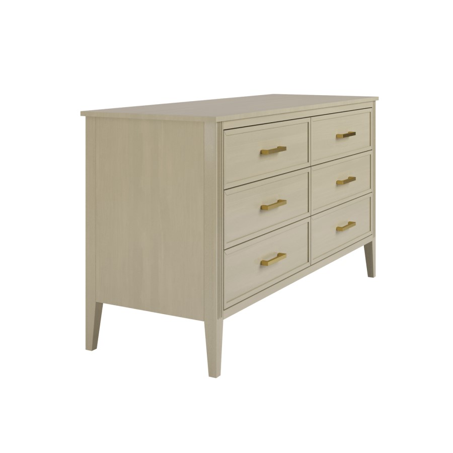 Wide Light Wood 6 Drawer Chest of Drawers - Delilah 