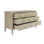 Wide Light Wood 6 Drawer Chest of Drawers - Delilah 