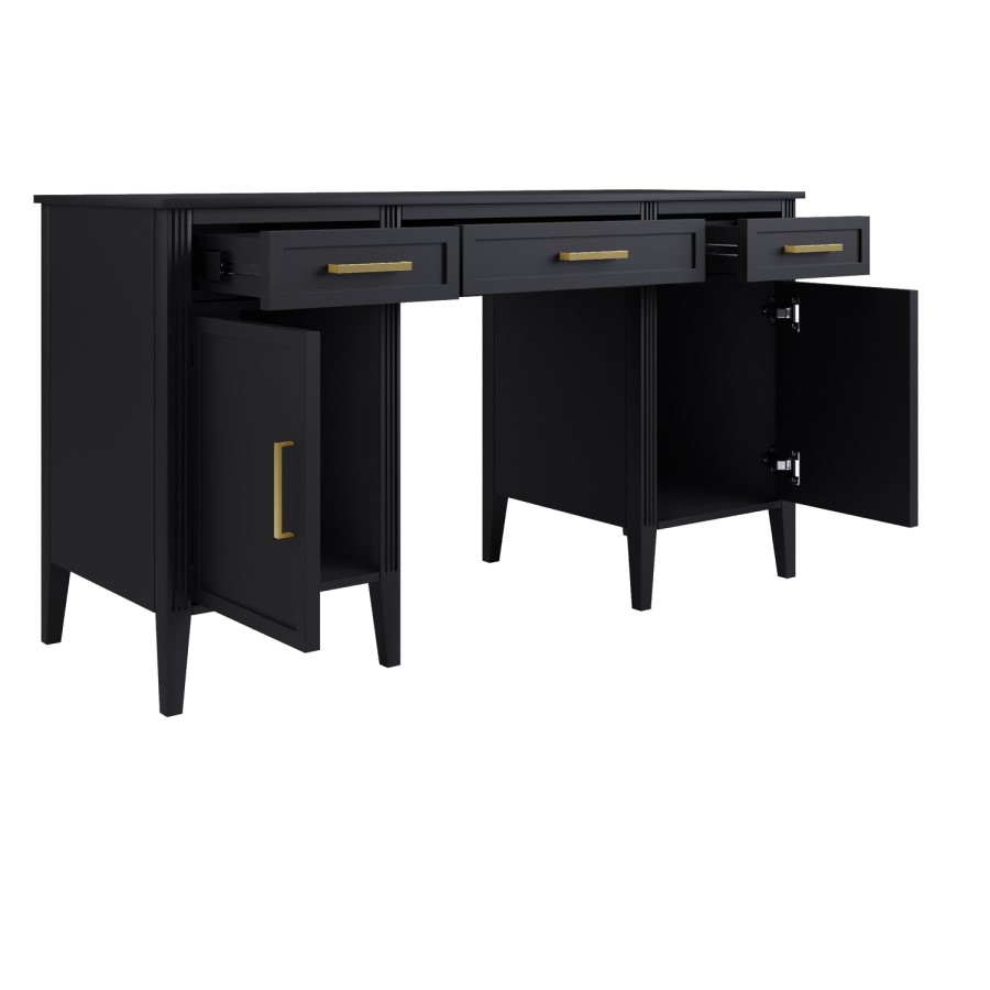 Black Office Desk with Drawers - Delilah 