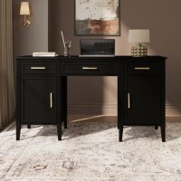 Black Office Desk with Drawers - Delilah 