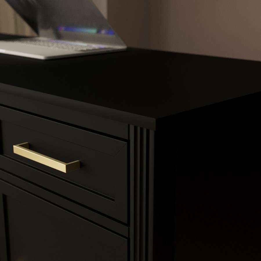 Black Office Desk with Drawers - Delilah 