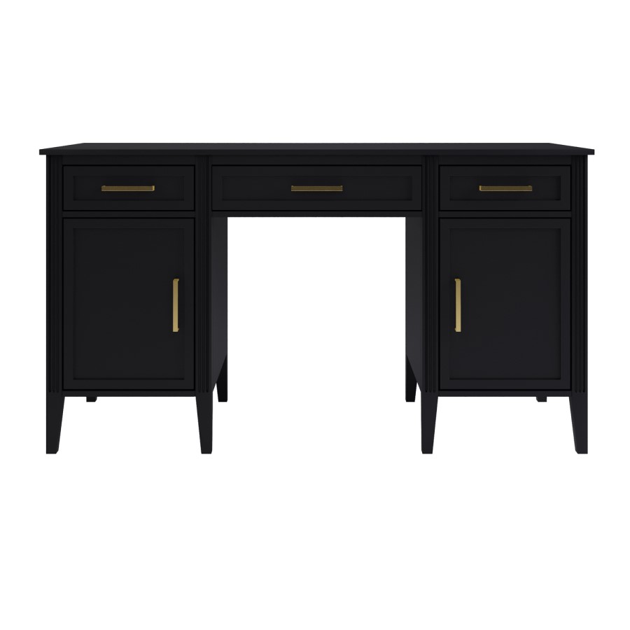 Black Office Desk with Drawers - Delilah 