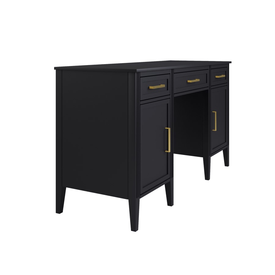 Black Office Desk with Drawers - Delilah 