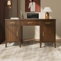 Walnut Office Desk with Drawers - Delilah 