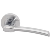 Internal Silver Polished/Satin Chrome Bathroom Lever Door Handle with Lock, Latch and Hinges Pack - 75mm Latch - Drava - XL Joinery