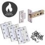 Internal Silver Polished/Satin Chrome Bathroom Lever Door Handle with Lock, Latch and Hinges Pack - 75mm Latch - Drava - XL Joinery