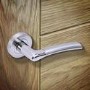 Internal Silver Polished/Satin Chrome Lever Door Handle with Latch and Hinges Pack - 65mm Latch - Drava - XL Joinery