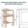 Set of 3 Beige Printed Upholstered Kitchen Stools with Solid Wood Exposed Back - Darla