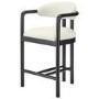 ALMOST PERFECT - Cream Textured Fabric Kitchen Stool with Black Solid Wood Legs - Darla