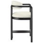 ALMOST PERFECT - Cream Textured Fabric Kitchen Stool with Black Solid Wood Legs - Darla