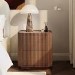 Walnut Ribbed 2 Drawer Bedside Table - Fully Assembled - Drew
