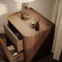 Walnut Ribbed 2 Drawer Bedside Table - Fully Assembled - Drew